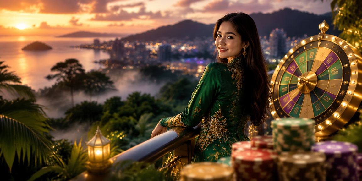 Pemain wanita bermain roulette kasino langsung sempena Hari Raya di Kota Kinabalu