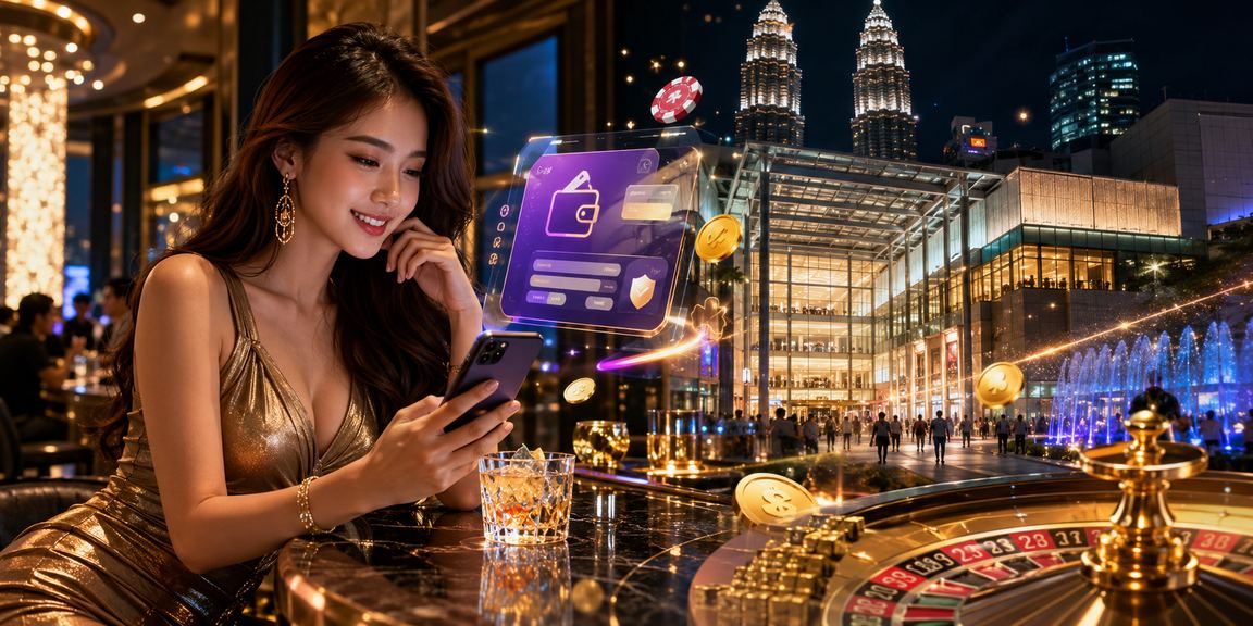 Pemain menggunakan telefon untuk akses kasino mudah alih di Kuala Lumpur